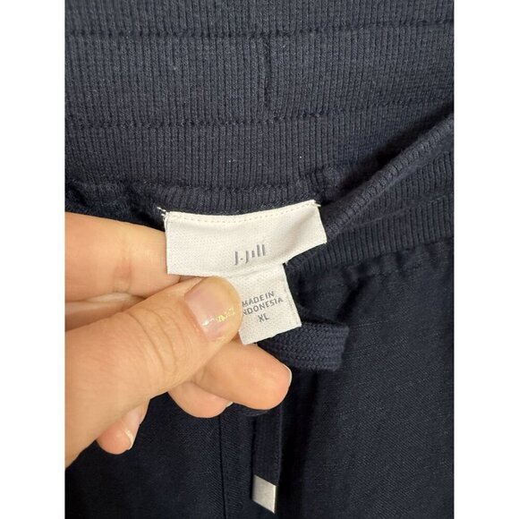 J. Jill Women's Linen Blend Ankle Jogger Pants Navy Blue Pull On Pockets Size XL - Picture 4 of 6